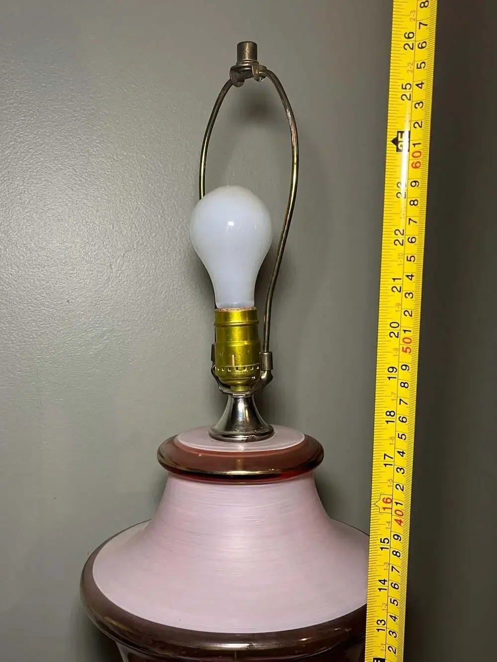 Vintage Pink Glass Floral Painted Table Lamp